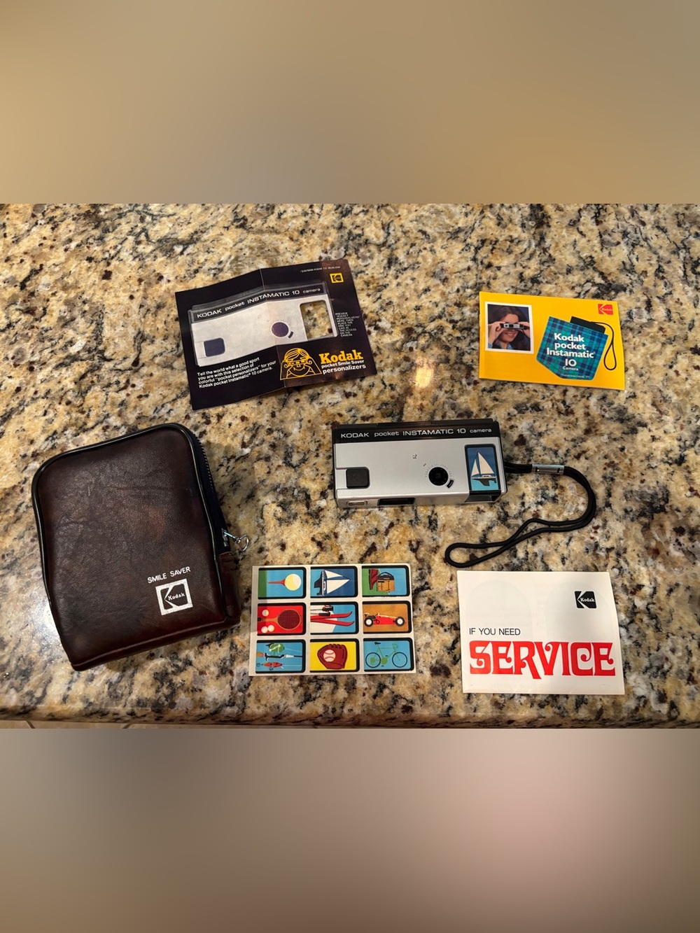 Vintage 1970s Kodak Pocket Instamatic 10 Camera Case Manuals Extras NEW